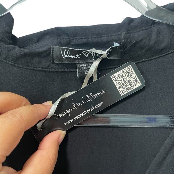 Velvet Heart Long Sleeve Collared Button Front Tunic Blouse Black Size 1X - Picture 4 of 7